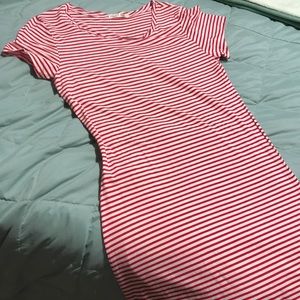 Red and white striped T-shirt dress